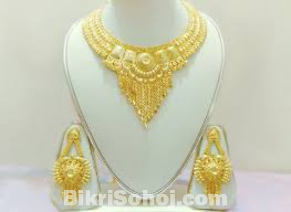 Gold Necklace with Ear rings